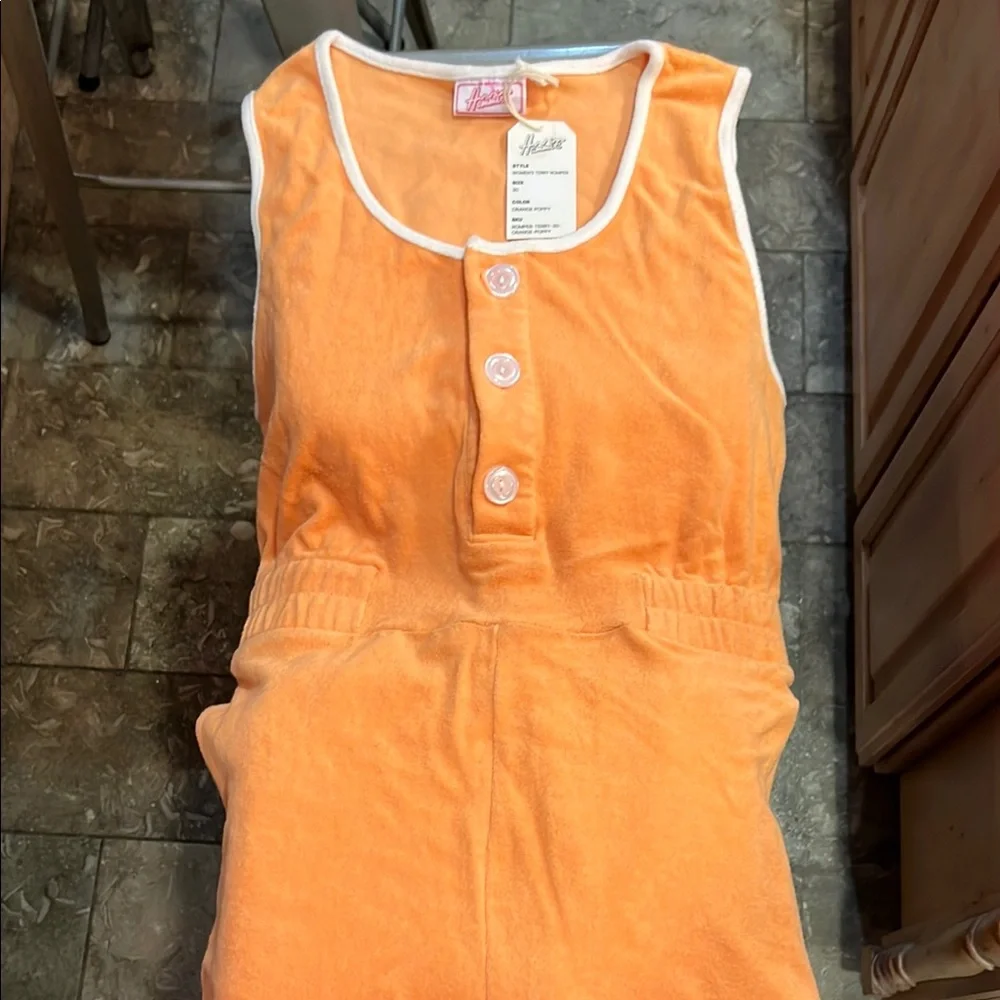 Hammies Orange Poppy Retro Sleeveless Button-Up Jumpsuit NWT - Picture 2 of 8